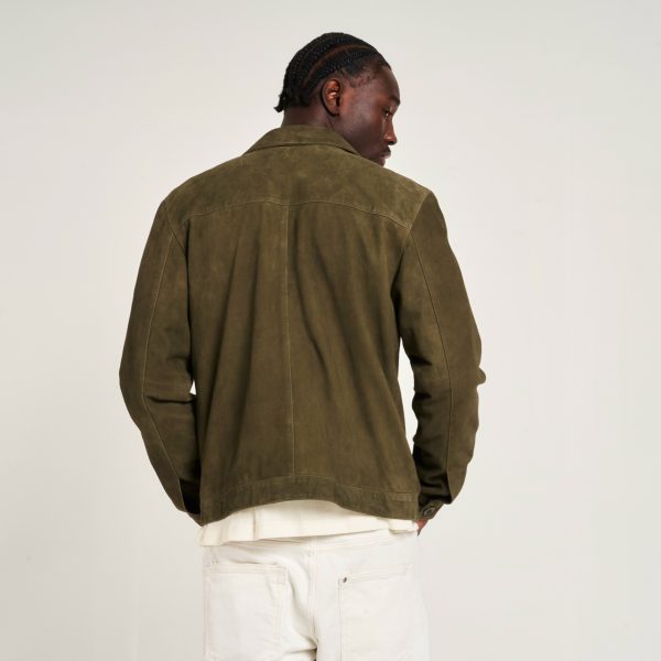 Barneys Originals Men’s Khaki Goat Suede Trucker Jacket