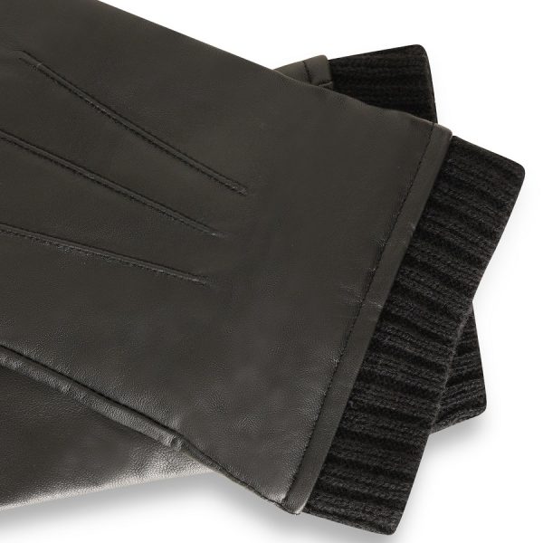 Barneys Originals Men’s Leather Gloves With Black Knitted Cuff