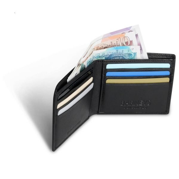 Barneys Originals Men’s Real Leather Smooth RFID Wallet – 6 Card Slots