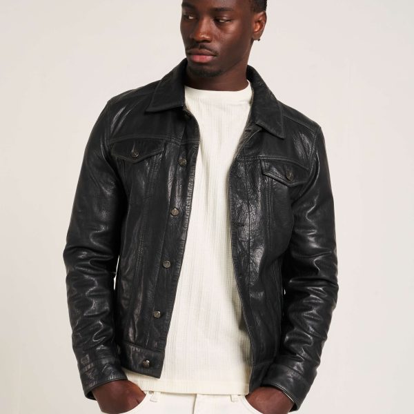 Barneys Originals Men’s Real Leather Trucker Jacket