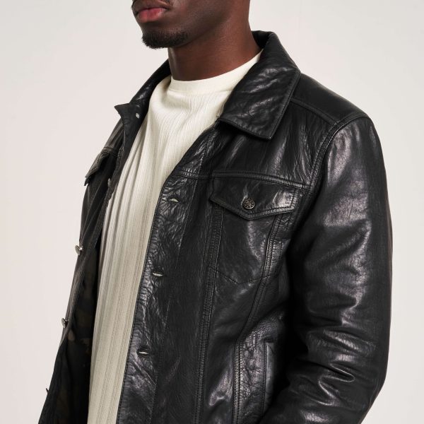 Barneys Originals Men’s Real Leather Trucker Jacket