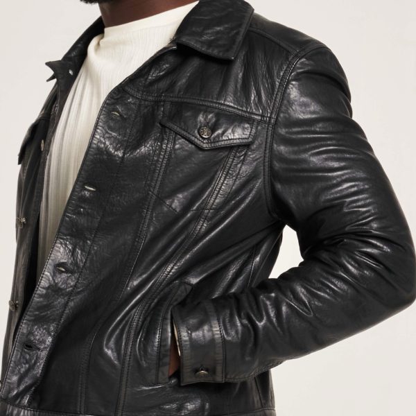 Barneys Originals Men’s Real Leather Trucker Jacket
