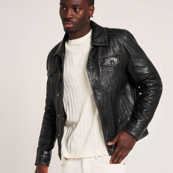 barneys originals Men’s Real Leather Trucker Jacket