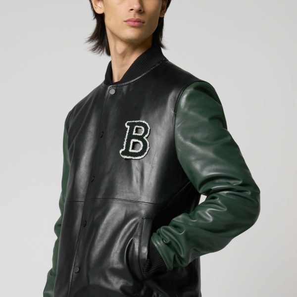 Barneys Originals Men’s Real Leather Varsity Jacket