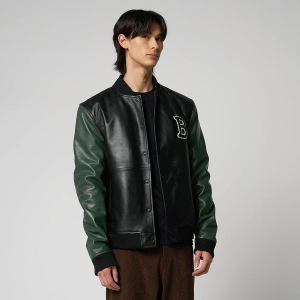 Barneys Originals Men’s Real Leather Varsity Jacket