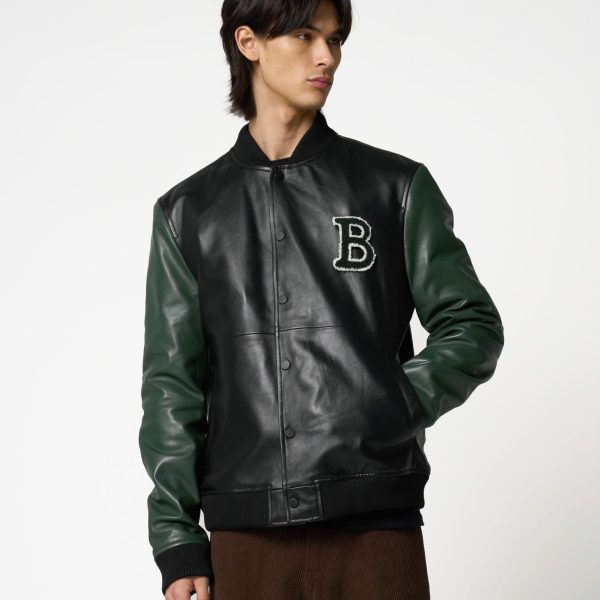 barneys originals Men’s Real Leather Varsity Jacket