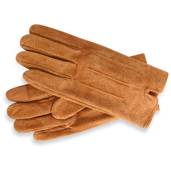 barneys originals Men’s Real Suede Gloves in Dark Tan