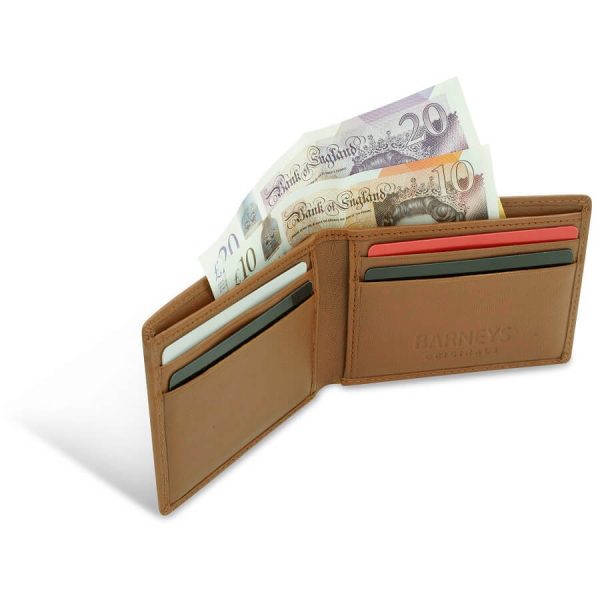 Barneys Originals Men’s Tan Faux Leather Wallet – 4 Card Slots