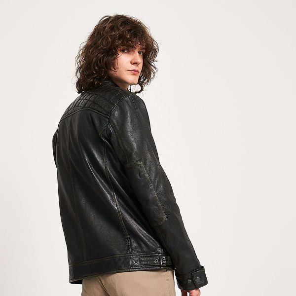 Barneys Originals Men’s Washed Leather Racer Jacket