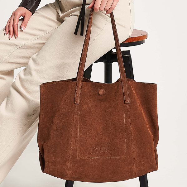 Barneys Originals Mocha Cow Suede Everyday Tote Bag