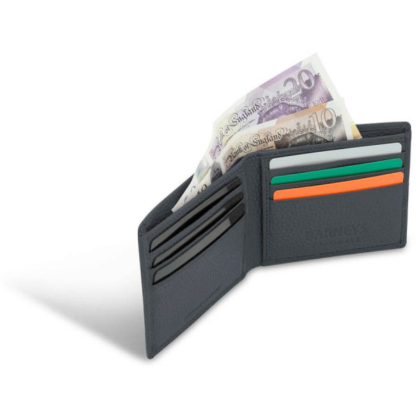 barneys originals Navy Textured Leather Wallet with 6 Card Slots