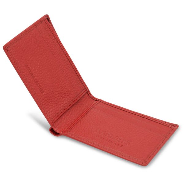 Barneys Originals Red Leather Wallet With 8 Card Slots & Textured Finish