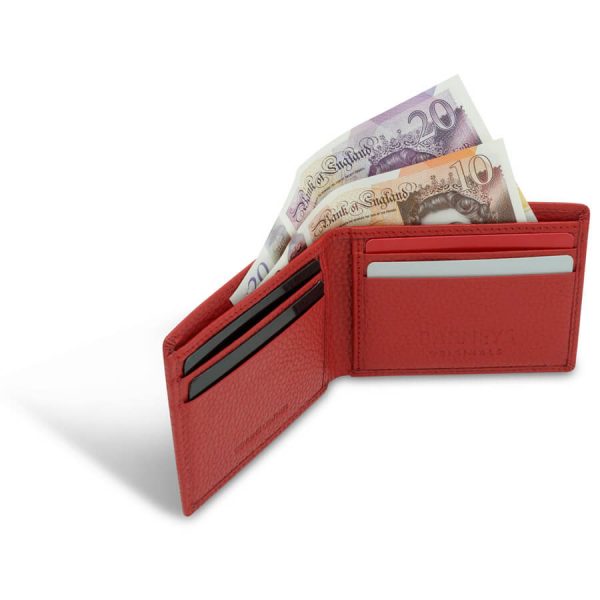 Barneys Originals Red Leather Wallet With 8 Card Slots & Textured Finish