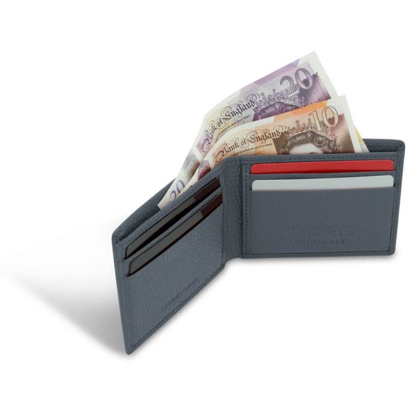 Barneys Originals Slate Grey Textured Leather Wallet With 4 Card Slots