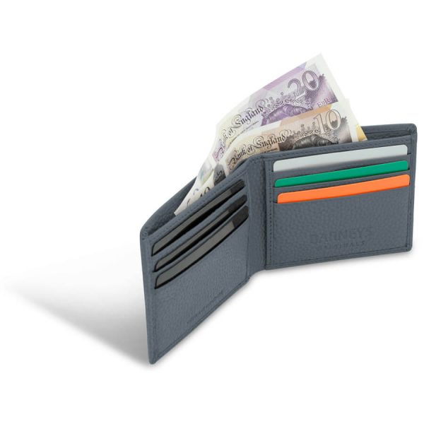 barneys originals Slate Grey Textured Leather Wallet with 6 Card Slots