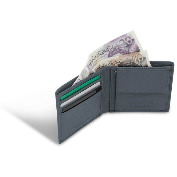 Barneys Originals Slate Grey Textured Leather Wallet With Coin Purse