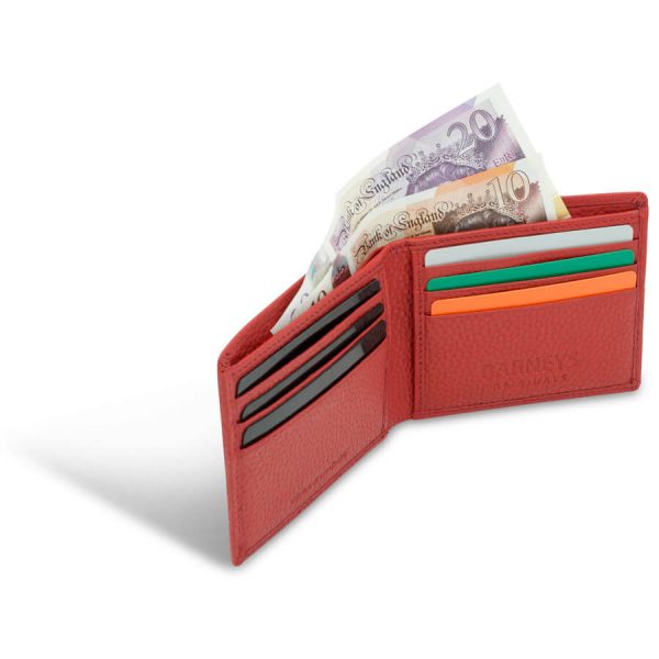 barneys originals Textured Red Leather Wallet with 6 Card Slots