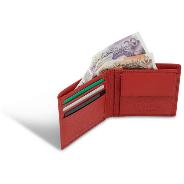 Barneys Originals Textured Red Leather Wallet With Coin Purse