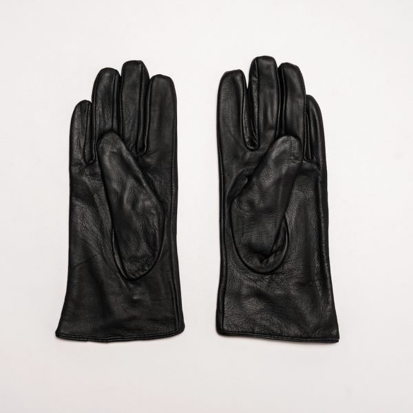 Barneys Originals Women’s Black Leather Gloves With Bow Detailing