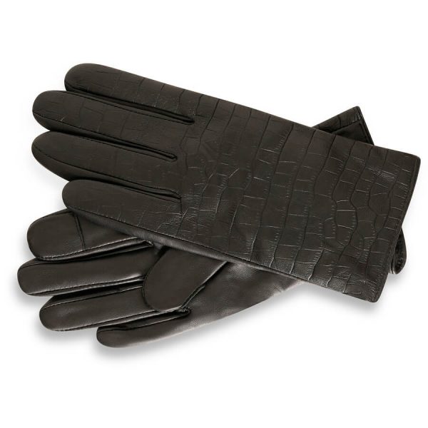 barneys originals Women’s Croc Print Leather Gloves