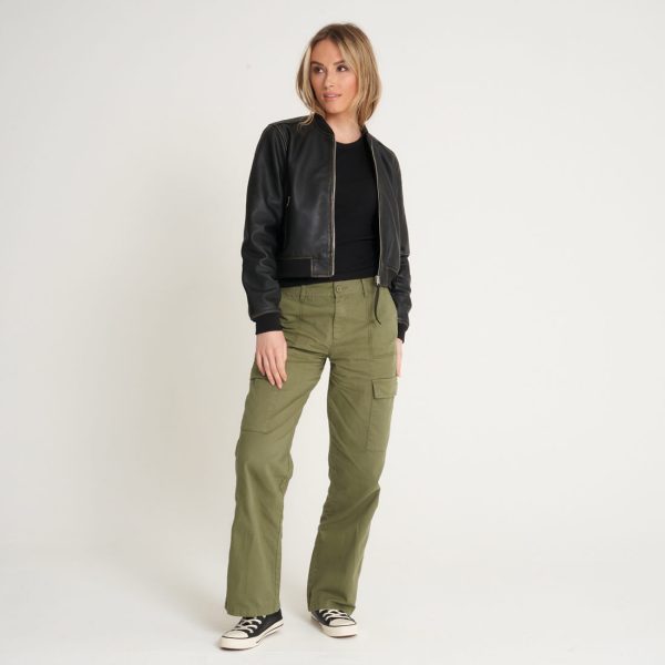 Barneys Originals Women’s Cropped Washed Leather Bomber Jacket