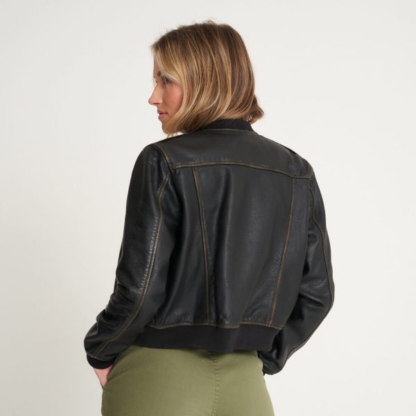 Barneys Originals Women’s Cropped Washed Leather Bomber Jacket