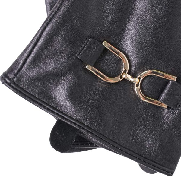 Barneys Originals Women’s Leather Gloves With Gold Horsebit Detail