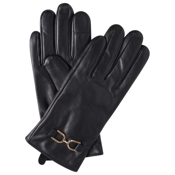 barneys originals Women’s Leather Gloves with Gold Horsebit Detail
