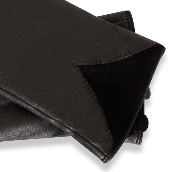 Barneys Originals Women’s Leather Gloves With Suede Cuff Detailing
