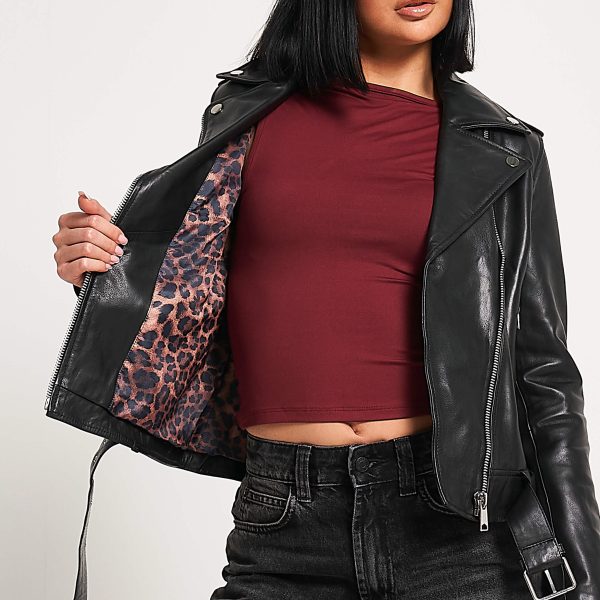 Barneys Originals Women’s Leopard Print Lined Leather Jacket