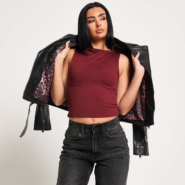 Barneys Originals Women’s Leopard Print Lined Leather Jacket