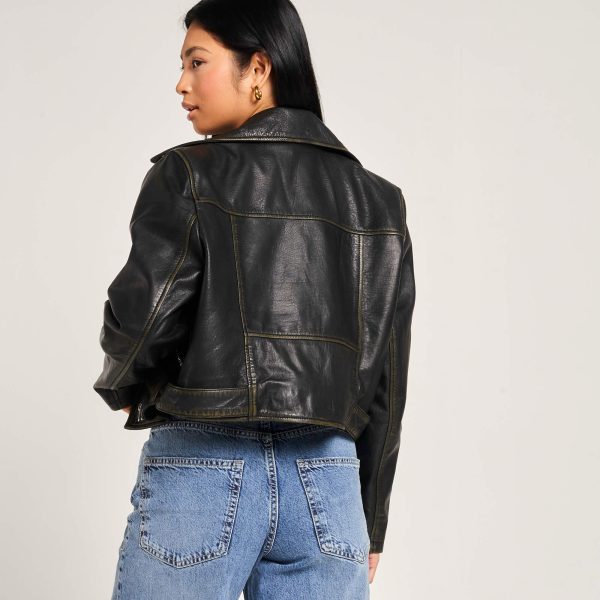Barneys Originals Women’s Oversized Cropped Leather Biker