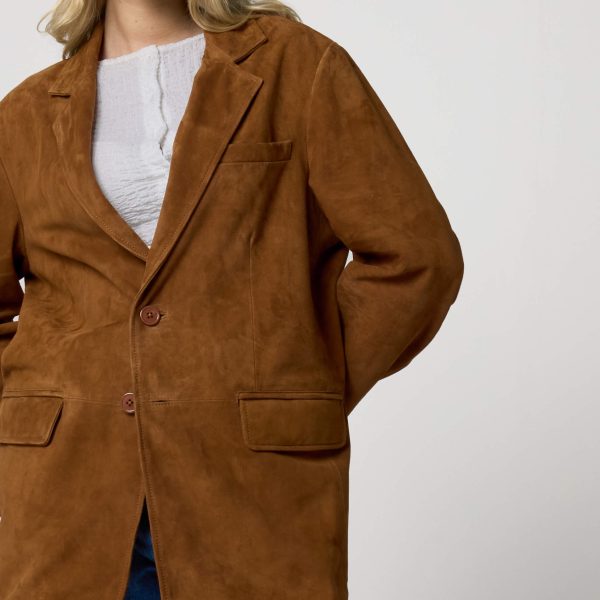 Barneys Originals Women’s Oversized Tan Suede Blazer