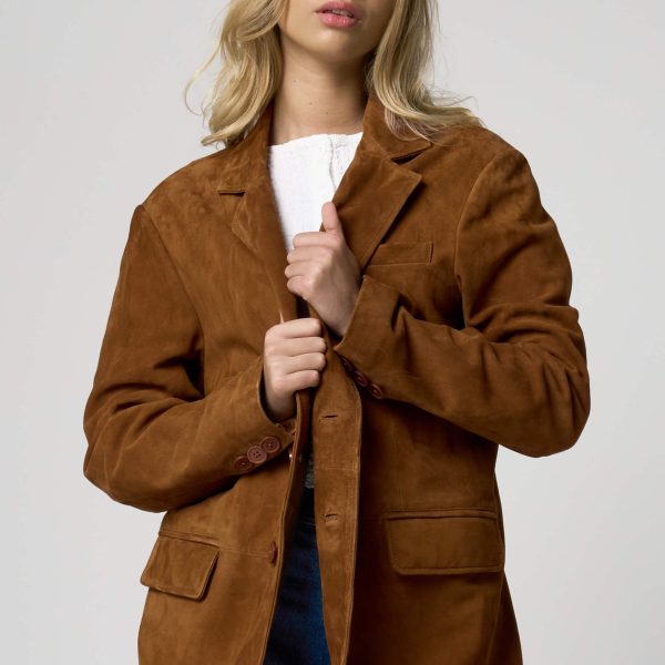 Barneys Originals Women’s Oversized Tan Suede Blazer