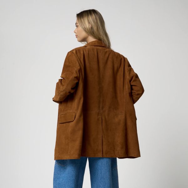 Barneys Originals Women’s Oversized Tan Suede Blazer