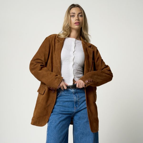 barneys originals Women’s Oversized Tan Suede Blazer
