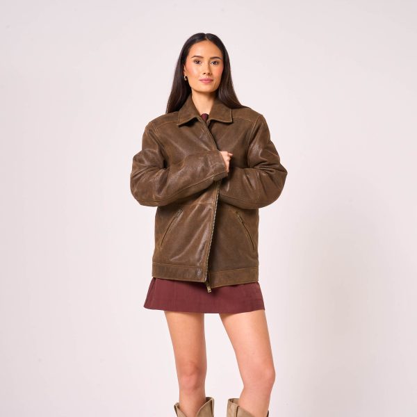 Barneys Originals Women’s Oversized Vintage Leather Jacket