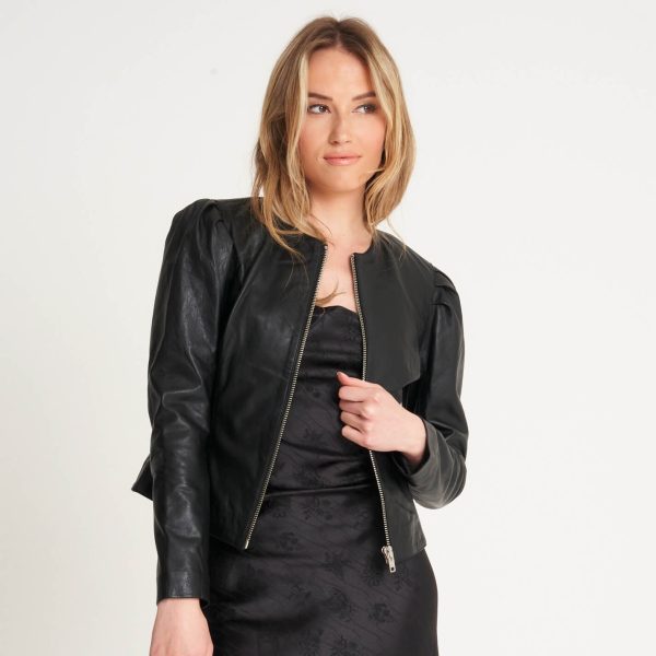 Barneys Originals Women’s Puff Sleeve Leather Jacket