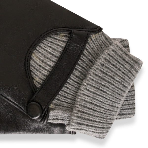 Barneys Originals Women’s Real Leather Gloves With Grey Knitted Cuff