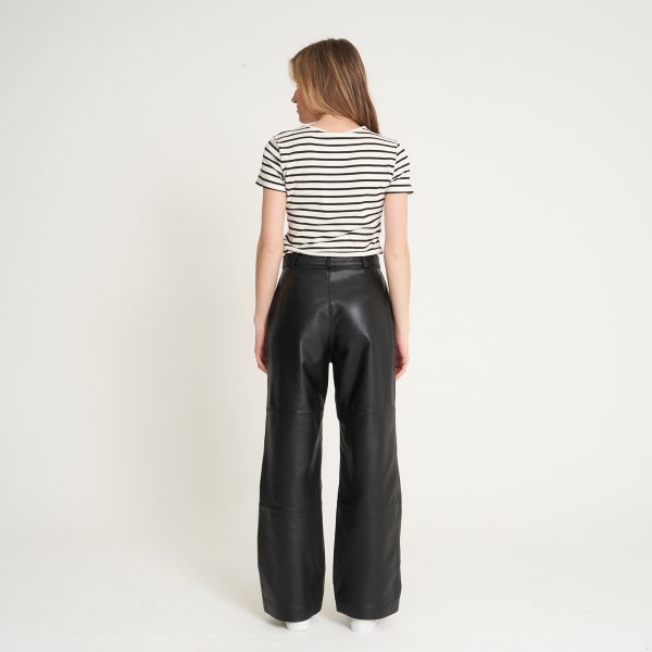 Barneys Originals Women’s Real Leather Wide-Leg Trousers