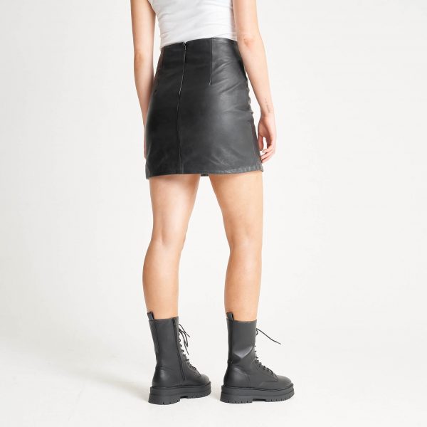 Barneys Originals Women’s Ruched Leather Mini Skirt