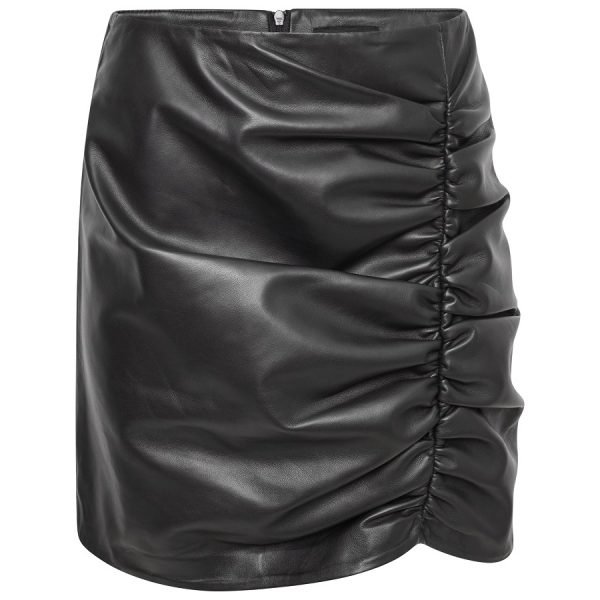 Barneys Originals Women’s Ruched Leather Mini Skirt