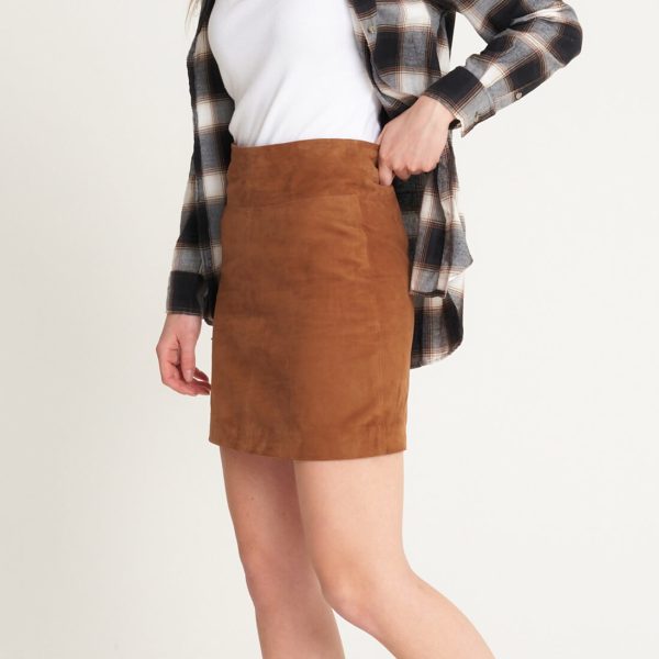 barneys originals Women’s Tan Real Suede Mini Skirt