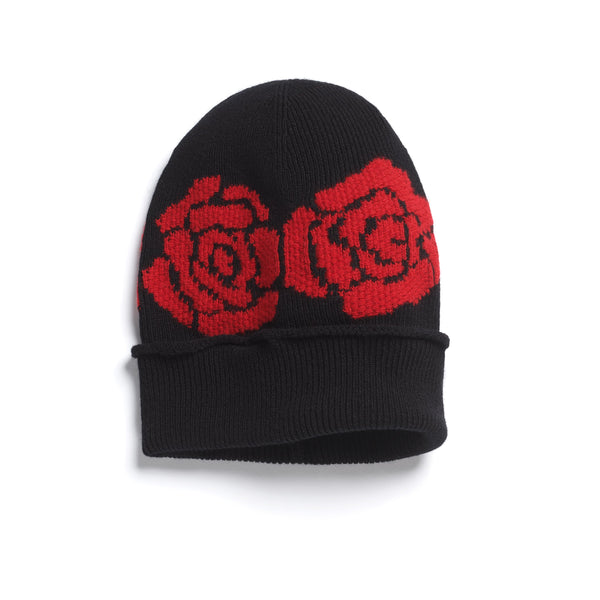 barrie Bonnet en cachemire et laine à motif roses