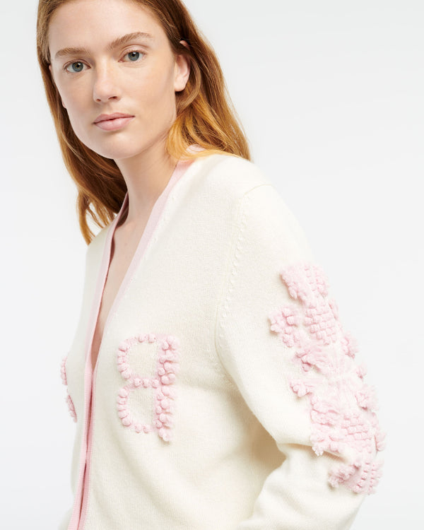 Barrie Cardigan Col V Logo B En Cachemire