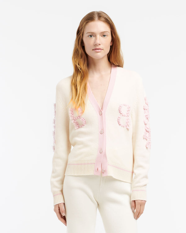 Barrie Cardigan Col V Logo B En Cachemire