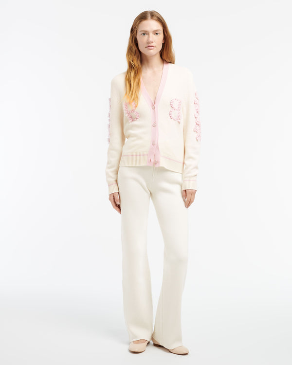 Barrie Cardigan Col V Logo B En Cachemire