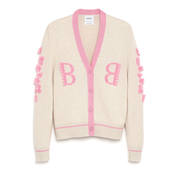 Barrie Cardigan Col V Logo B En Cachemire