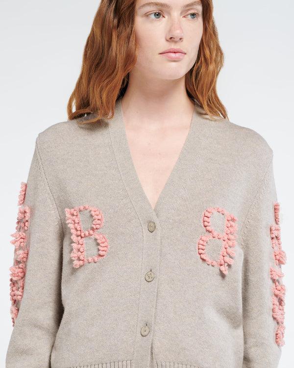 Barrie Cardigan Col V Logo B En Cachemire
