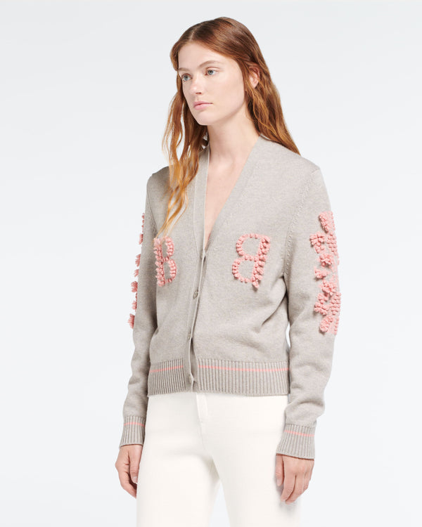 Barrie Cardigan Col V Logo B En Cachemire
